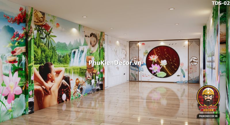Trang trí tiệm spa đẹp với tranh 3D phong cảnh thiên nhiên Trang trí tiệm spa đẹp với tranh 3D phong cảnh thiên nhiên
