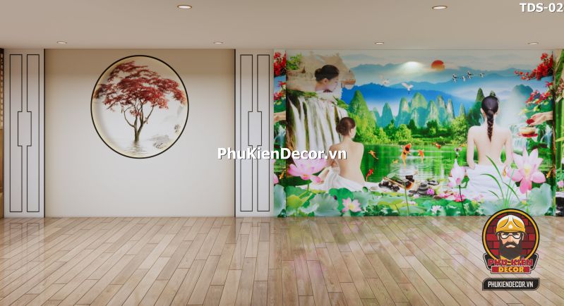 Trang trí tiệm spa đẹp với tranh 3D phong cảnh thiên nhiên Trang trí tiệm spa đẹp với tranh 3D phong cảnh thiên nhiên