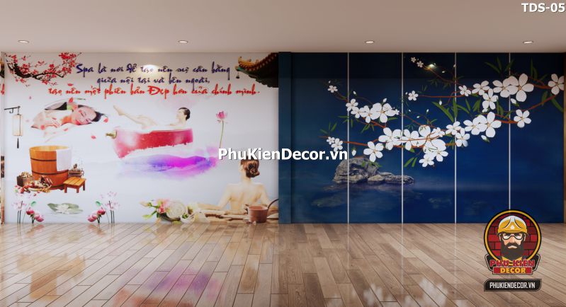 Tranh dán tường spa với hình ảnh thiên nhiên Tranh dán tường spa với hình ảnh thiên nhiên