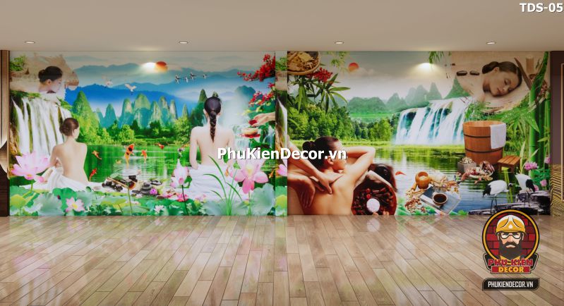 Tranh dán tường trang trí tiệm gội đầu massage đẹp Tranh dán tường trang trí tiệm gội đầu massage đẹp