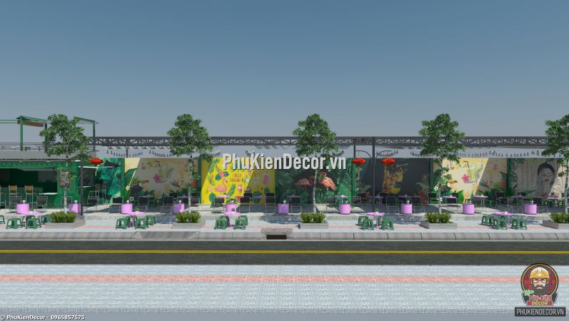 Mẫu dán tường 3D tiệm Kem phong cách tropical Nhiệt đới trang trí  Mẫu dán tường 3D tiệm Kem phong cách tropical Nhiệt đới trang trí