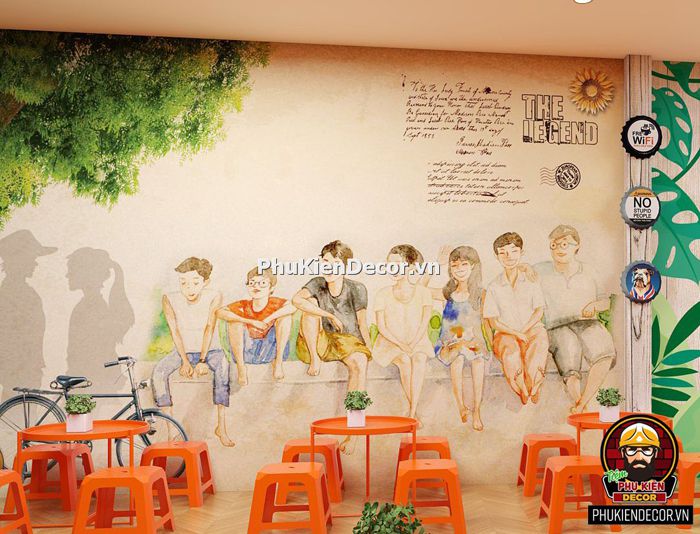 Mẫu tranh dán tường trang trí quán ăn vặt tuổi Teen Mẫu tranh dán tường trang trí quán ăn vặt tuổi Teen