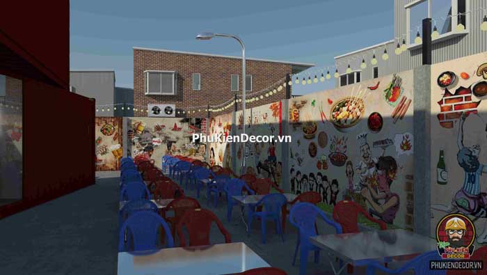 Tranh dán tường trang trí quán Xiên Nướng, Lẩu vui nhộn, hài hước Tranh dán tường trang trí quán Xiên Nướng, Lẩu vui nhộn, hài hước