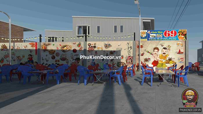 Tranh dán tường trang trí quán Xiên Nướng, Lẩu vui nhộn, hài hước Tranh dán tường trang trí quán Xiên Nướng, Lẩu vui nhộn, hài hước