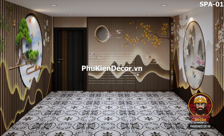 Tranh dán tường 3D trang trí spa sang trọng và hiện đại Tranh dán tường 3D trang trí spa sang trọng và hiện đại