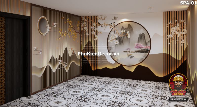 Tranh dán tường 3D trang trí spa sang trọng và hiện đại Tranh dán tường 3D trang trí spa sang trọng và hiện đại