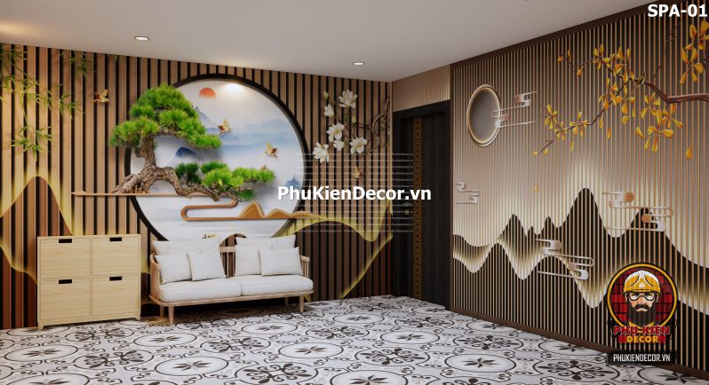 Tranh dán tường 3D trang trí spa sang trọng và hiện đại Tranh dán tường 3D trang trí spa sang trọng và hiện đại