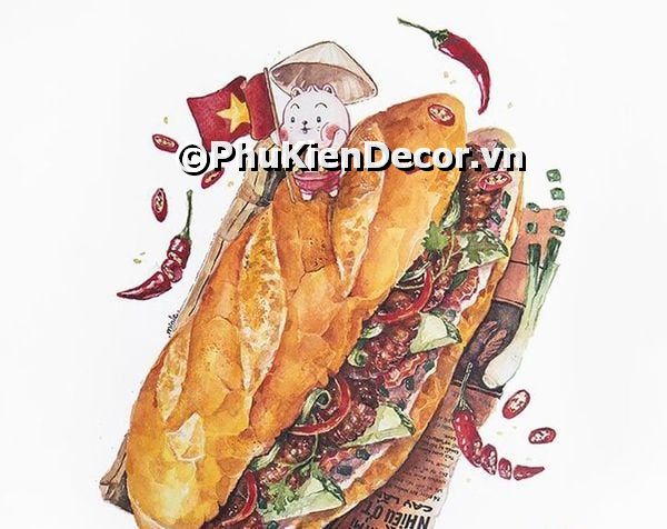 Tranh dán tường trang trí tiệm bánh mì đa dạng, đặc sắc, phong phú