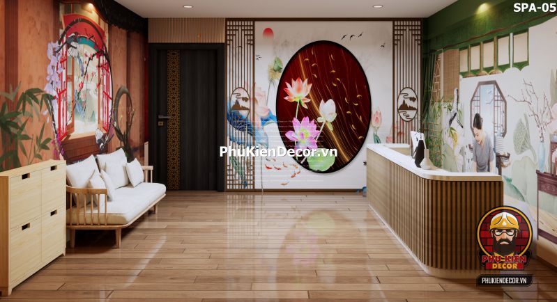 Tranh dán tường thư giãn xoa bóp cho tiệm massage Tranh dán tường thư giãn xoa bóp cho tiệm massage