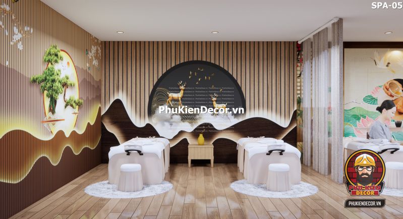 Tranh dán tường lam sóng trang trí spa Tranh dán tường lam sóng trang trí spa