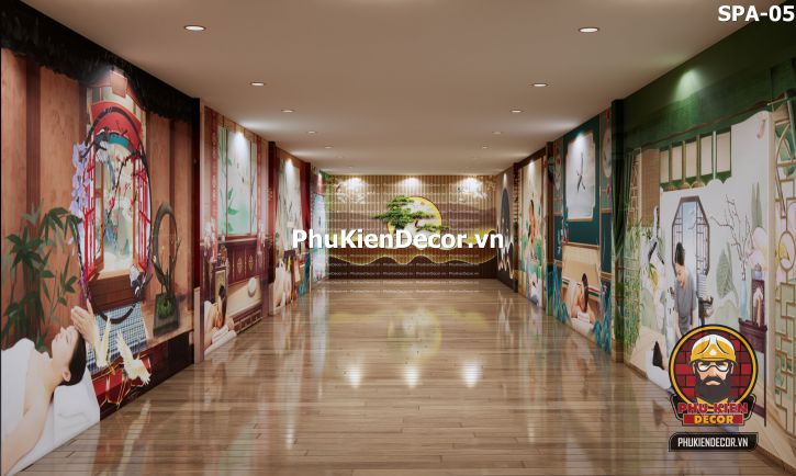 Tranh dán tường lam sóng trang trí spa Tranh dán tường lam sóng trang trí spa