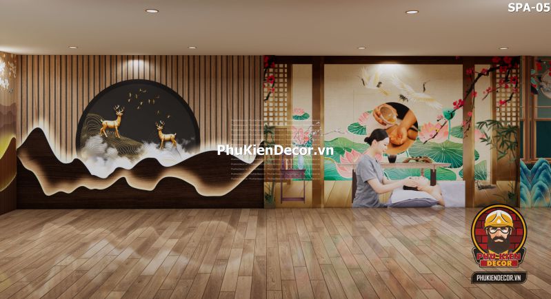 Tranh dán tường lam sóng trang trí spa Tranh dán tường lam sóng trang trí spa