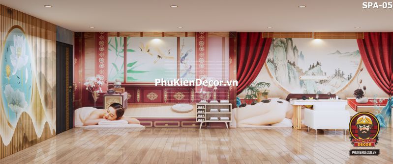 Tranh dán tường 3D trang trí tiệm massage Tranh dán tường 3D trang trí tiệm massage