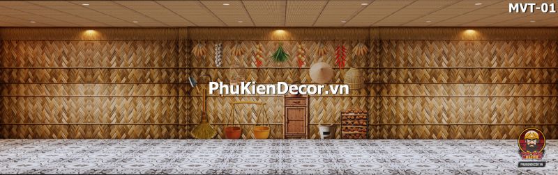 Tranh dán tường 3D tre nứa lá Tranh dán tường 3D tre nứa lá