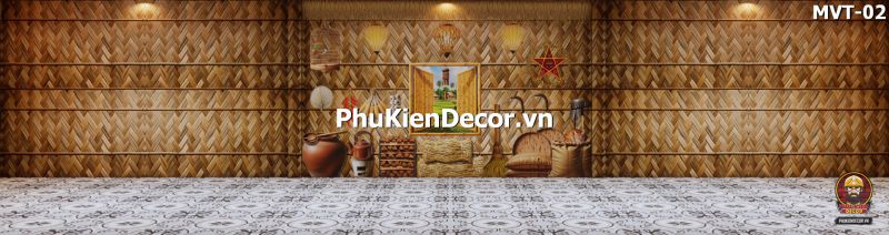 Trang trí quán ăn với tranh tre nứa lá Trang trí quán ăn với tranh tre nứa lá