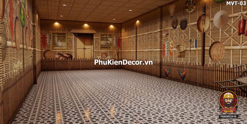 Tranh dán tường tre nứa lá trang trí quán ăn Tranh dán tường tre nứa lá trang trí quán ăn