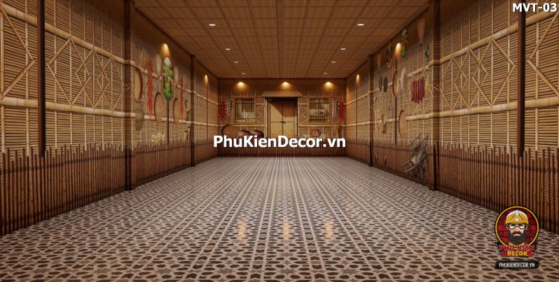 Trang trí quán ăn với tranh tre nứa lá Trang trí quán ăn với tranh tre nứa lá