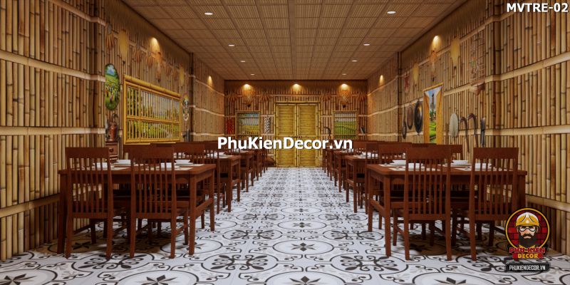 Tranh dán tường tre nứa lá phong cách làng quê Tranh dán tường tre nứa lá phong cách làng quê