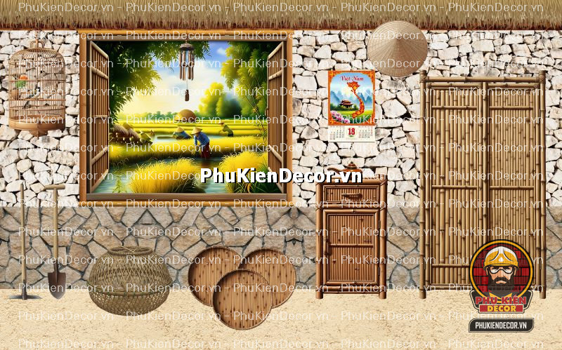 Cách trang trí quán phong cách đồng quê với tranh dán tường 3D Cách trang trí quán phong cách đồng quê với tranh dán tường 3D