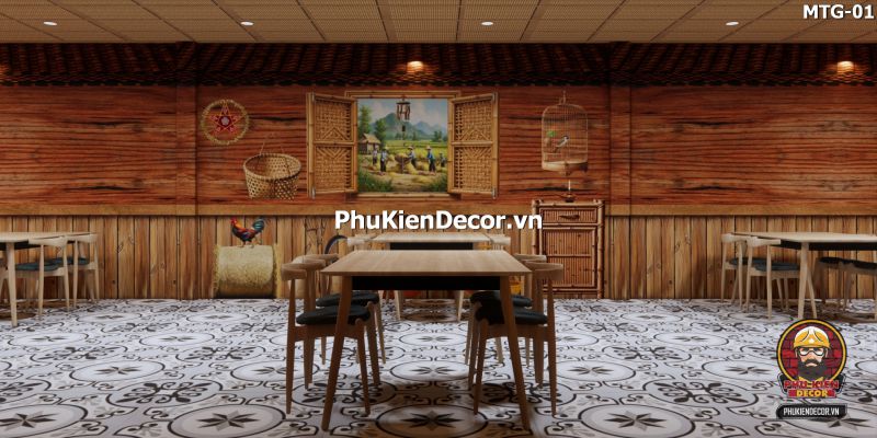 Trang trí quán ăn bằng tranh vách gỗ cũ Trang trí quán ăn bằng tranh vách gỗ cũ