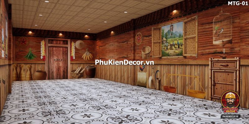 Trang trí quán ăn bằng tranh vách gỗ cũ Trang trí quán ăn bằng tranh vách gỗ cũ