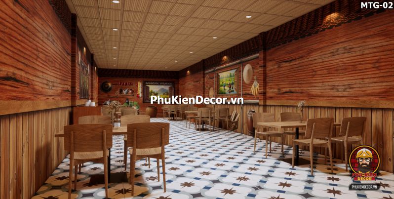 Trang trí quán ăn bằng tranh vách gỗ cũ Trang trí quán ăn bằng tranh vách gỗ cũ