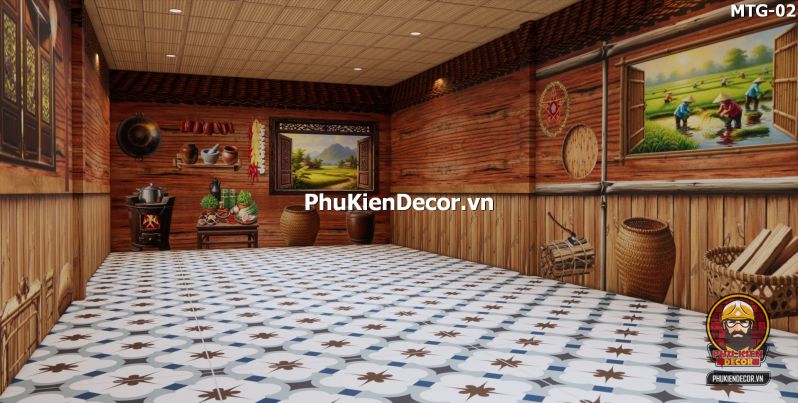 Trang trí quán ăn bằng tranh vách gỗ cũ Trang trí quán ăn bằng tranh vách gỗ cũ