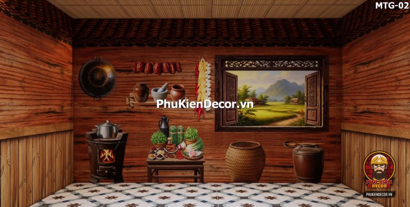 Trang trí quán ăn bằng tranh vách gỗ cũ Trang trí quán ăn bằng tranh vách gỗ cũ