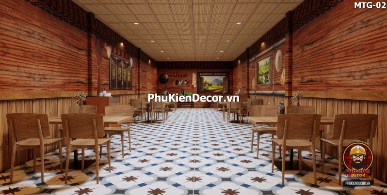 Trang trí quán ăn bằng tranh vách gỗ cũ Trang trí quán ăn bằng tranh vách gỗ cũ