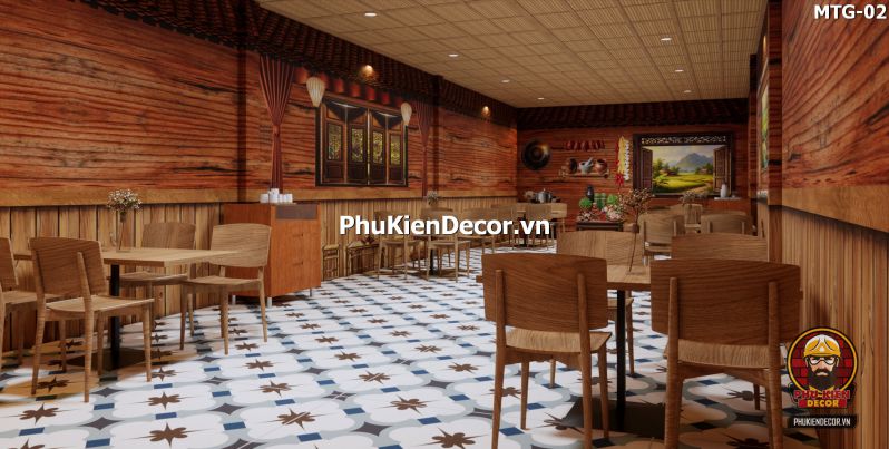 Trang trí quán ăn bằng tranh vách gỗ cũ Trang trí quán ăn bằng tranh vách gỗ cũ