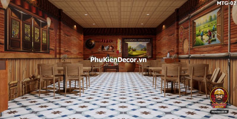 Trang trí quán ăn bằng tranh vách gỗ cũ Trang trí quán ăn bằng tranh vách gỗ cũ