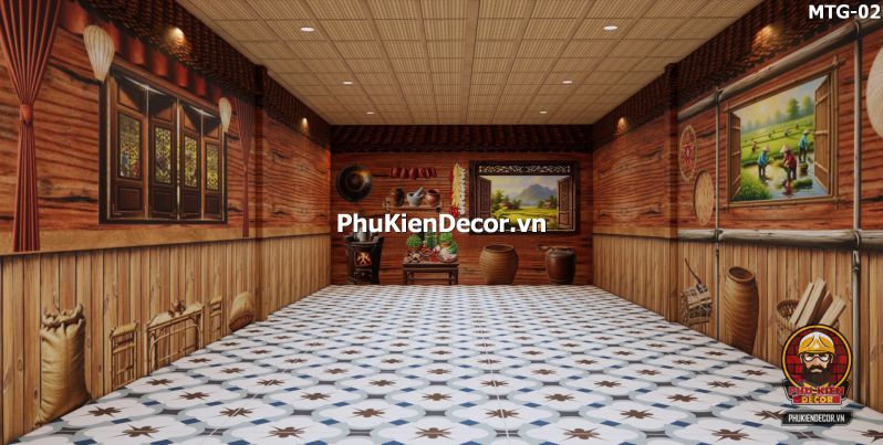 Trang trí quán ăn bằng tranh vách gỗ cũ Trang trí quán ăn bằng tranh vách gỗ cũ