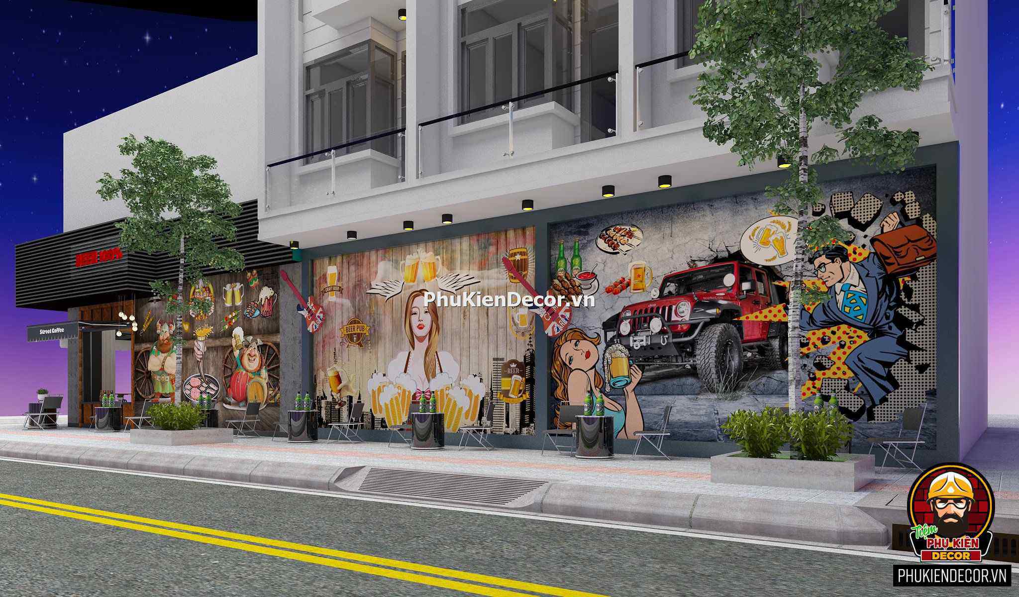 Tranh decal dán tường quán Beer Bar Pub Tranh decal dán tường quán Beer Bar Pub