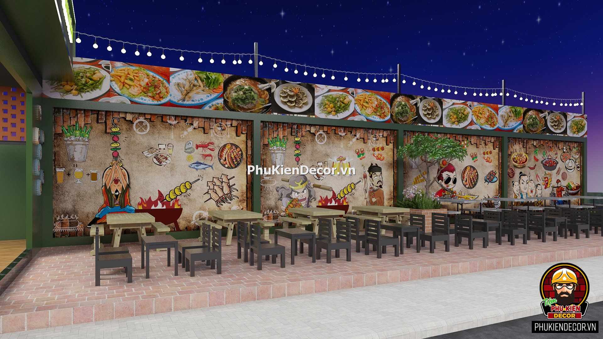 Tranh decal dán tường quán Ốc Ghẹ, Hải Sản Tranh decal dán tường quán Ốc Ghẹ, Hải Sản