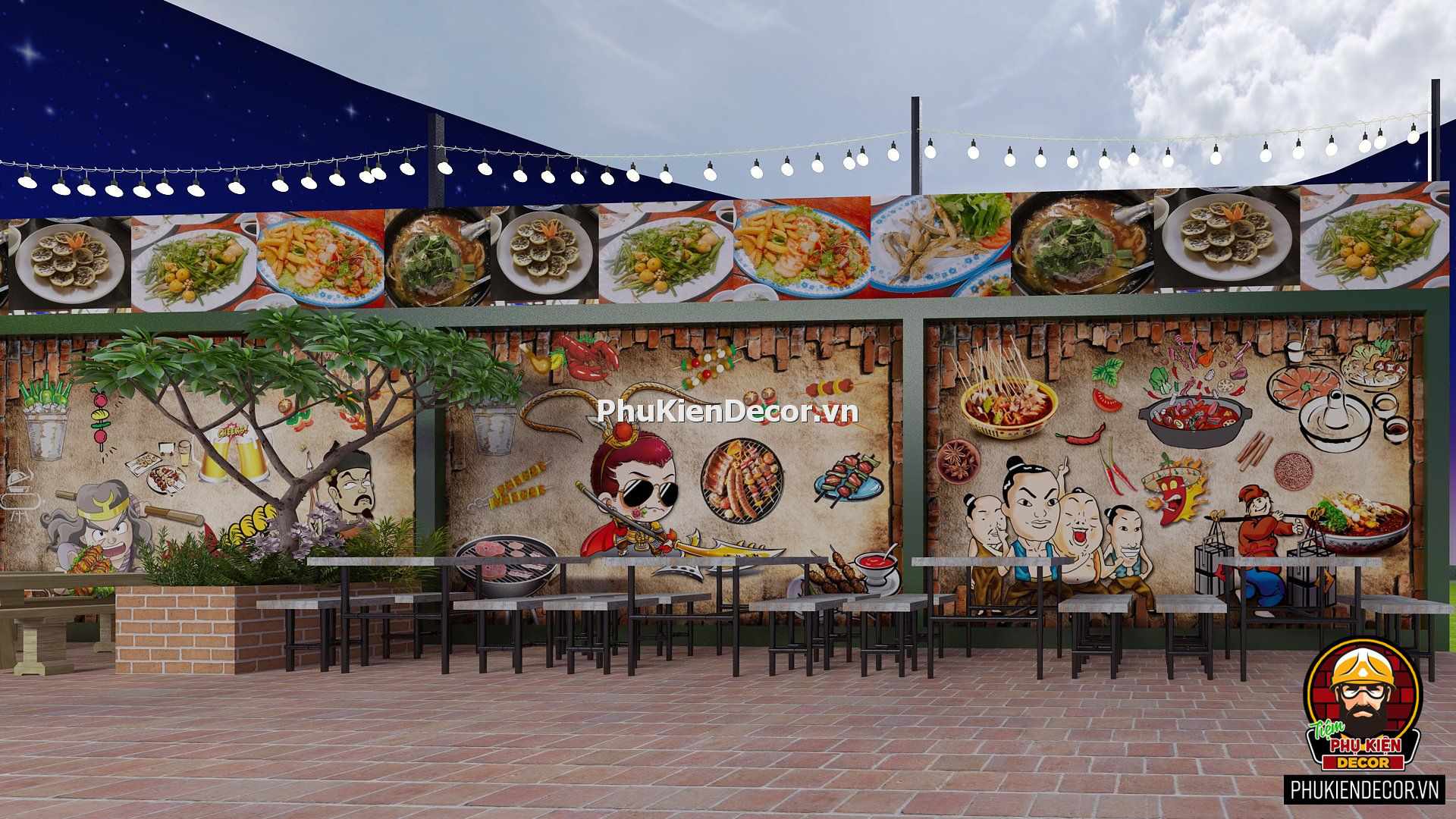 Tranh decal dán tường quán Ốc Ghẹ, Hải Sản Tranh decal dán tường quán Ốc Ghẹ, Hải Sản