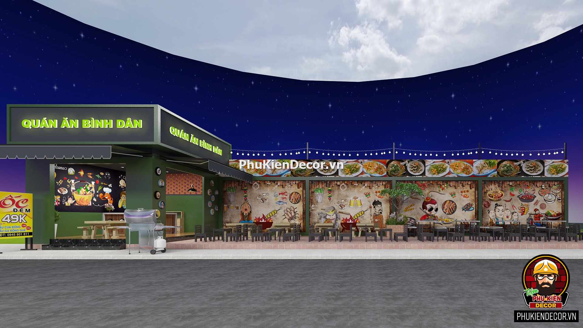 Tranh decal dán tường quán Ốc Ghẹ, Hải Sản Tranh decal dán tường quán Ốc Ghẹ, Hải Sản