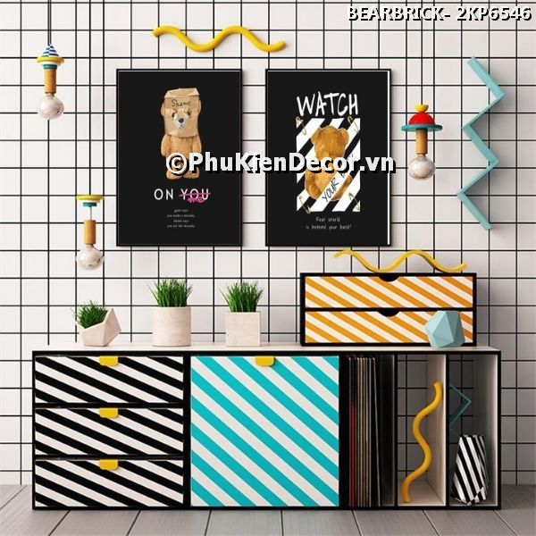 Tranh trang trí phong cách gấu Bear Brick tạo không gian hiện đại, khác biệt Tranh trang trí phong cách gấu Bear Brick tạo không gian hiện đại, khác biệt