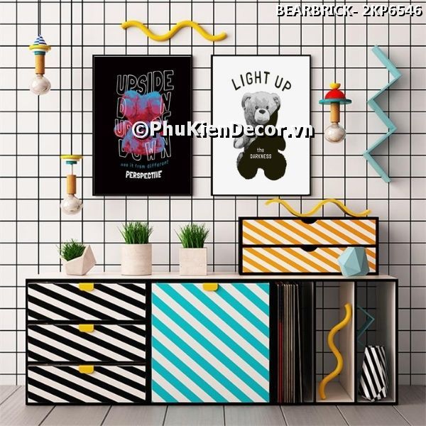 Tranh trang trí phong cách gấu Bear Brick tạo không gian hiện đại, khác biệt Tranh trang trí phong cách gấu Bear Brick tạo không gian hiện đại, khác biệt