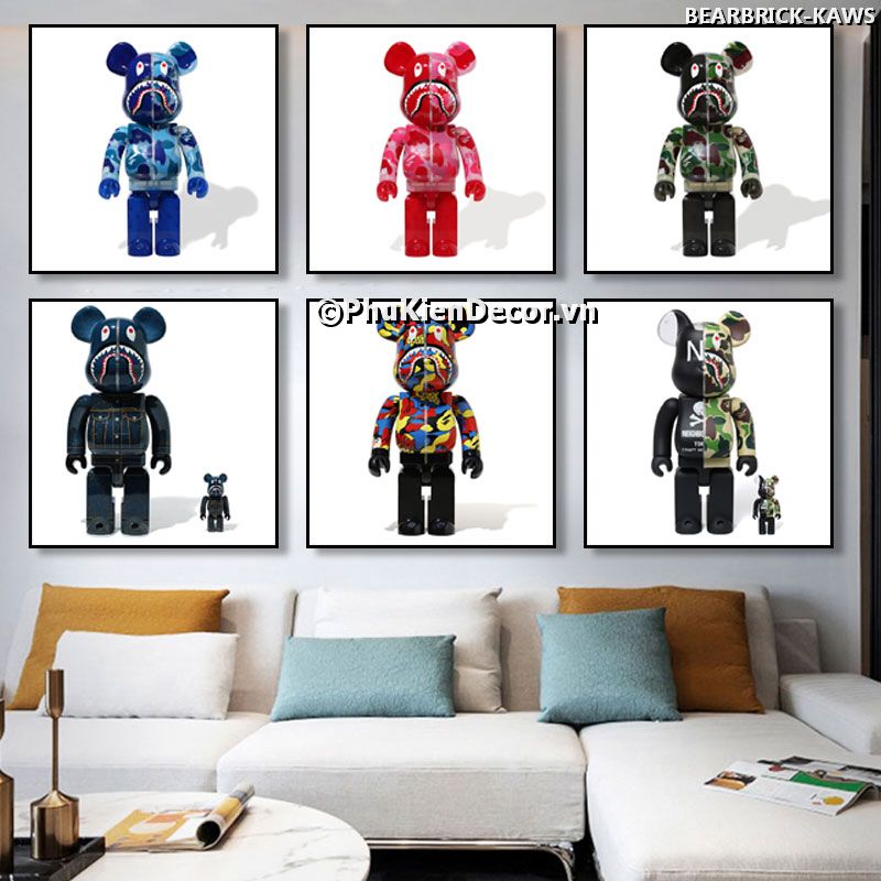 Tranh gấu Kaws nhiều màu sắc, sinh động, đáng yêu, trang trí không gian nổi bật Tranh gấu Kaws nhiều màu sắc, sinh động, đáng yêu, trang trí không gian nổi bật
