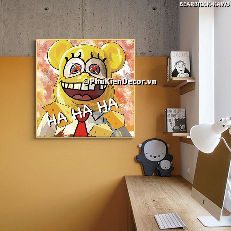 Tranh gấu Kaws nhiều màu sắc, sinh động, đáng yêu, trang trí không gian nổi bật Tranh gấu Kaws nhiều màu sắc, sinh động, đáng yêu, trang trí không gian nổi bật