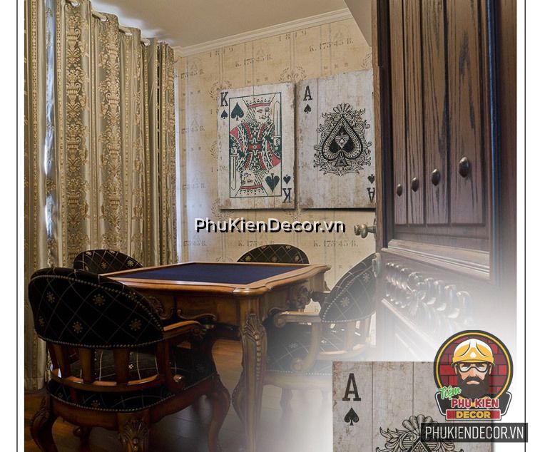 Phòng giải trí trong Nhà, cũng là nơi thích hợp để treo Tranh Lá bài gỗ lên tường Phòng giải trí trong Nhà, cũng là nơi thích hợp để treo Tranh Lá bài gỗ lên tường