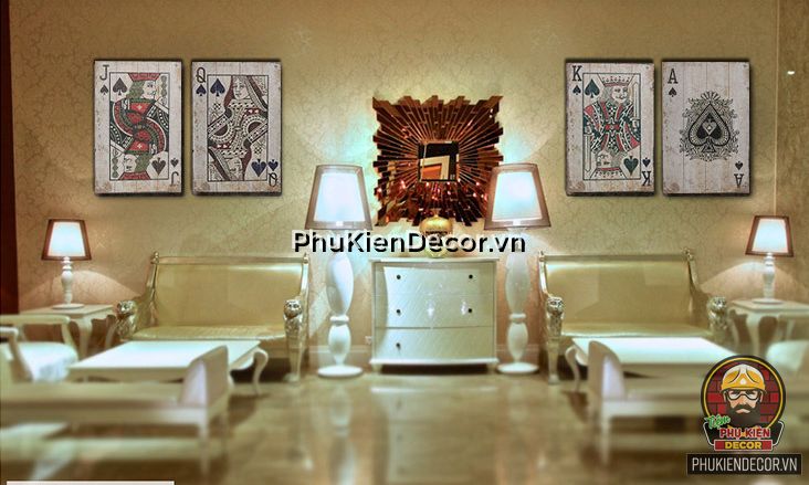 Tranh lá bài Gỗ giúp cho Không gian sang trọng theo kiểu Vintage - Châu Âu Tranh lá bài Gỗ giúp cho Không gian sang trọng theo kiểu Vintage - Châu Âu