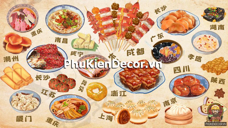 Tranh món ăn Trung Ưuốc dán tường kích thích vị giác khi thực khách ghé quán Tranh món ăn Trung Ưuốc dán tường kích thích vị giác khi thực khách ghé quán