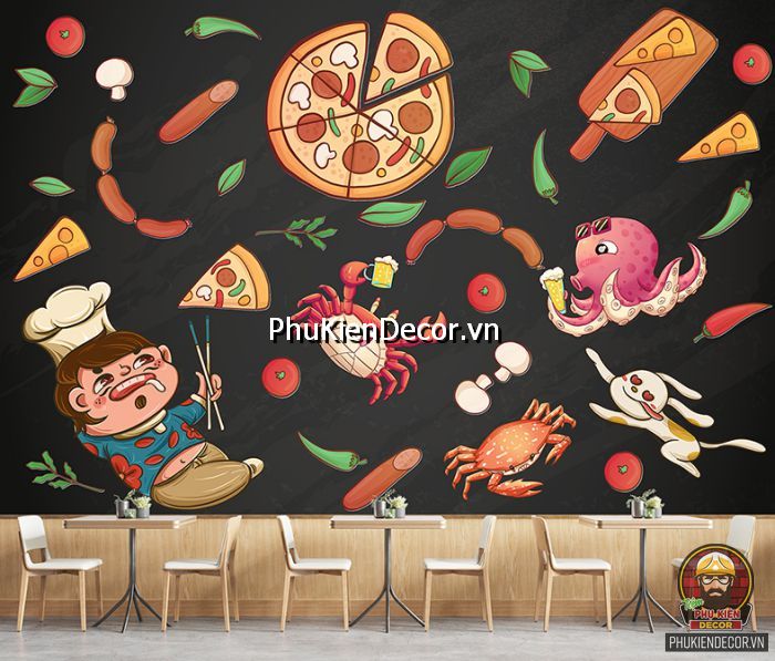 Tranh nhà hàng quán pizza dán tường đẹp thiết kế độc quyền, mới lạ Tranh nhà hàng quán pizza dán tường đẹp thiết kế độc quyền, mới lạ