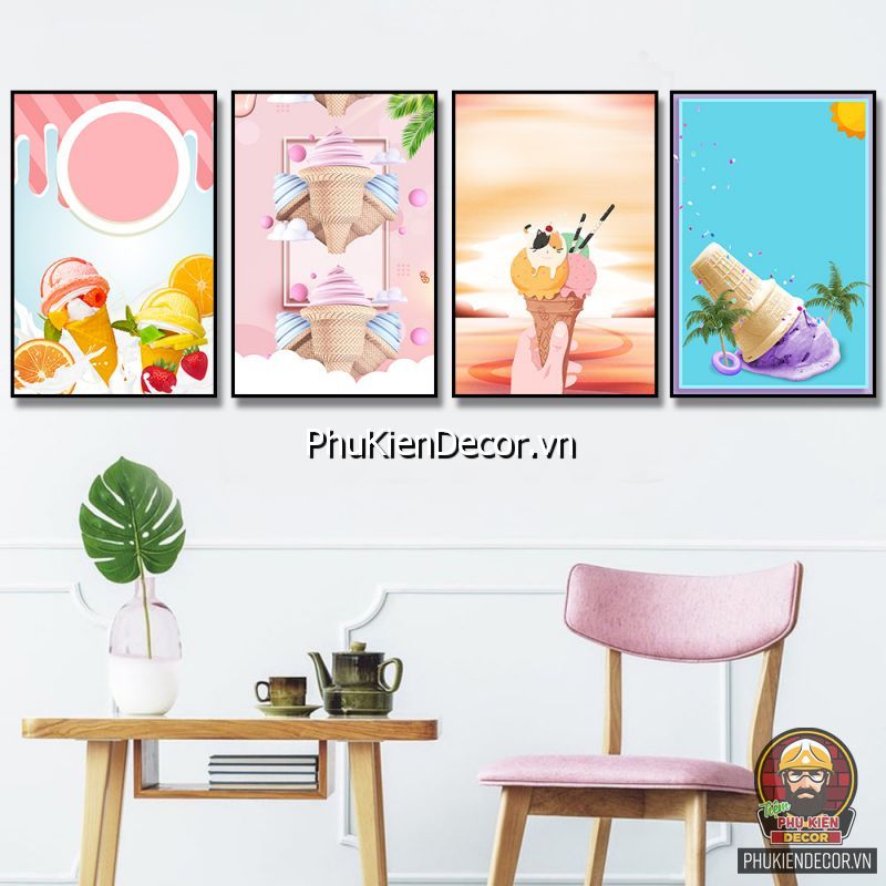 Bộ tranh quán kem treo tường trang trí độc đáo, ấn tượng cao trong mắt khách hàng Bộ tranh quán kem treo tường trang trí độc đáo, ấn tượng cao trong mắt khách hàng