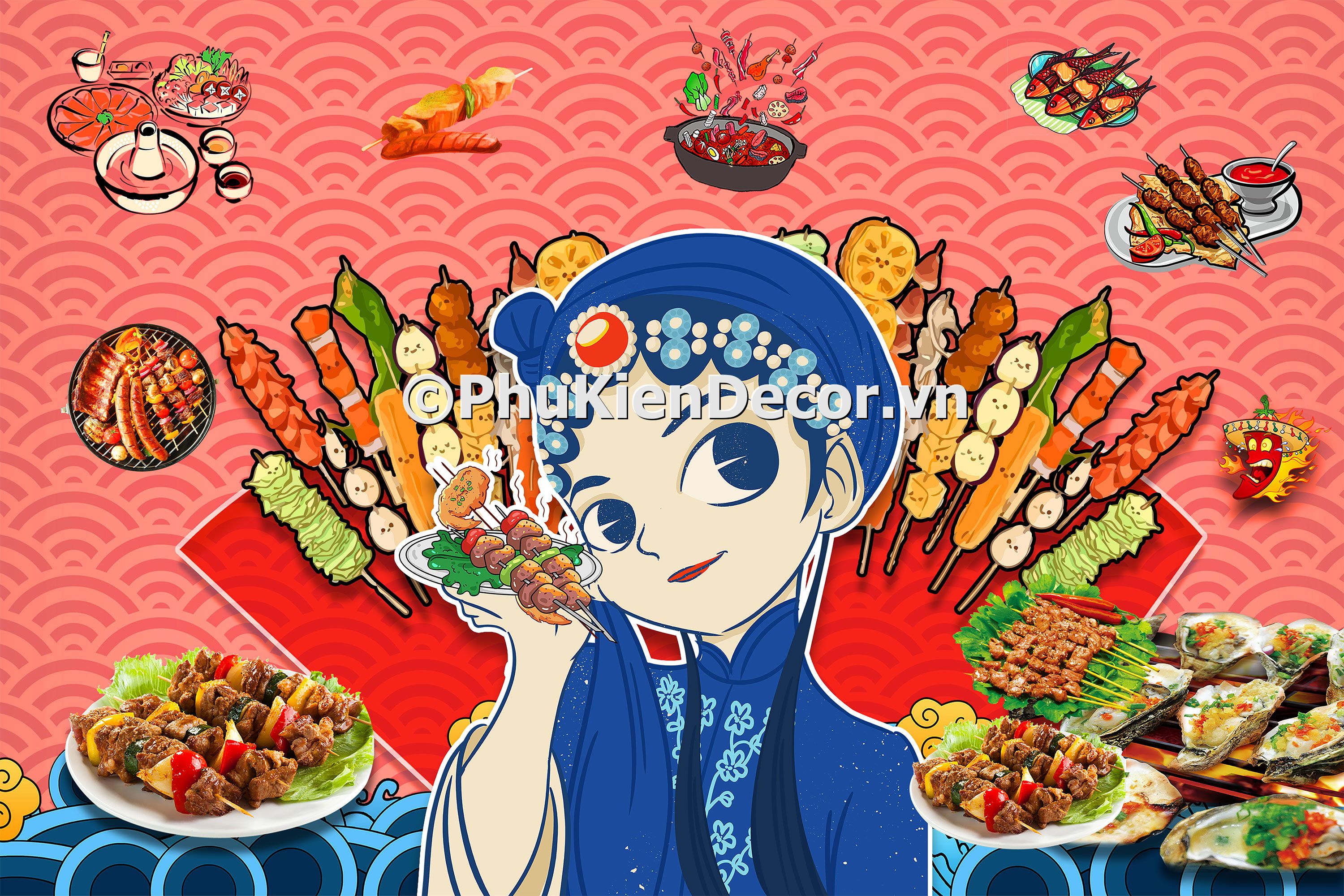 Tranh quán lẩu phong cách kinh kịch và nghệ thuật đương đại Trung Quốc đẹp, độc đáo Tranh quán lẩu phong cách kinh kịch và nghệ thuật đương đại Trung Quốc đẹp, độc đáo