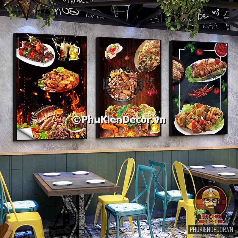 Tranh quán nướng xiên que đẹp Tranh quán nướng xiên que đẹp