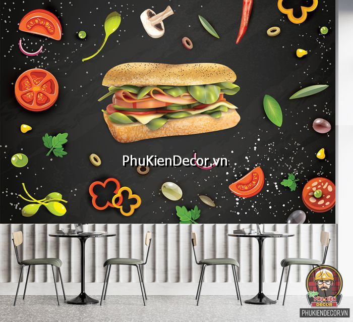 Hình ảnh tranh quán thức ăn nhanh dán tường trang trí đẹp, hấp dẫn tạo sự lung linh, bắt mắt Hình ảnh tranh quán thức ăn nhanh dán tường trang trí đẹp, hấp dẫn tạo sự lung linh, bắt mắt
