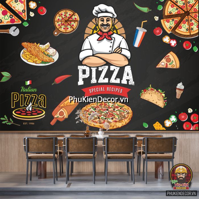 Mẫu tranh tiệm pizza dán tường mang lại một không gian nội thất độc đáo, sang trọng Mẫu tranh tiệm pizza dán tường mang lại một không gian nội thất độc đáo, sang trọng