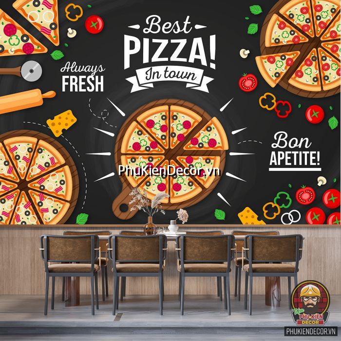 Mẫu tranh tiệm pizza dán tường mang lại một không gian nội thất độc đáo, sang trọng Mẫu tranh tiệm pizza dán tường mang lại một không gian nội thất độc đáo, sang trọng